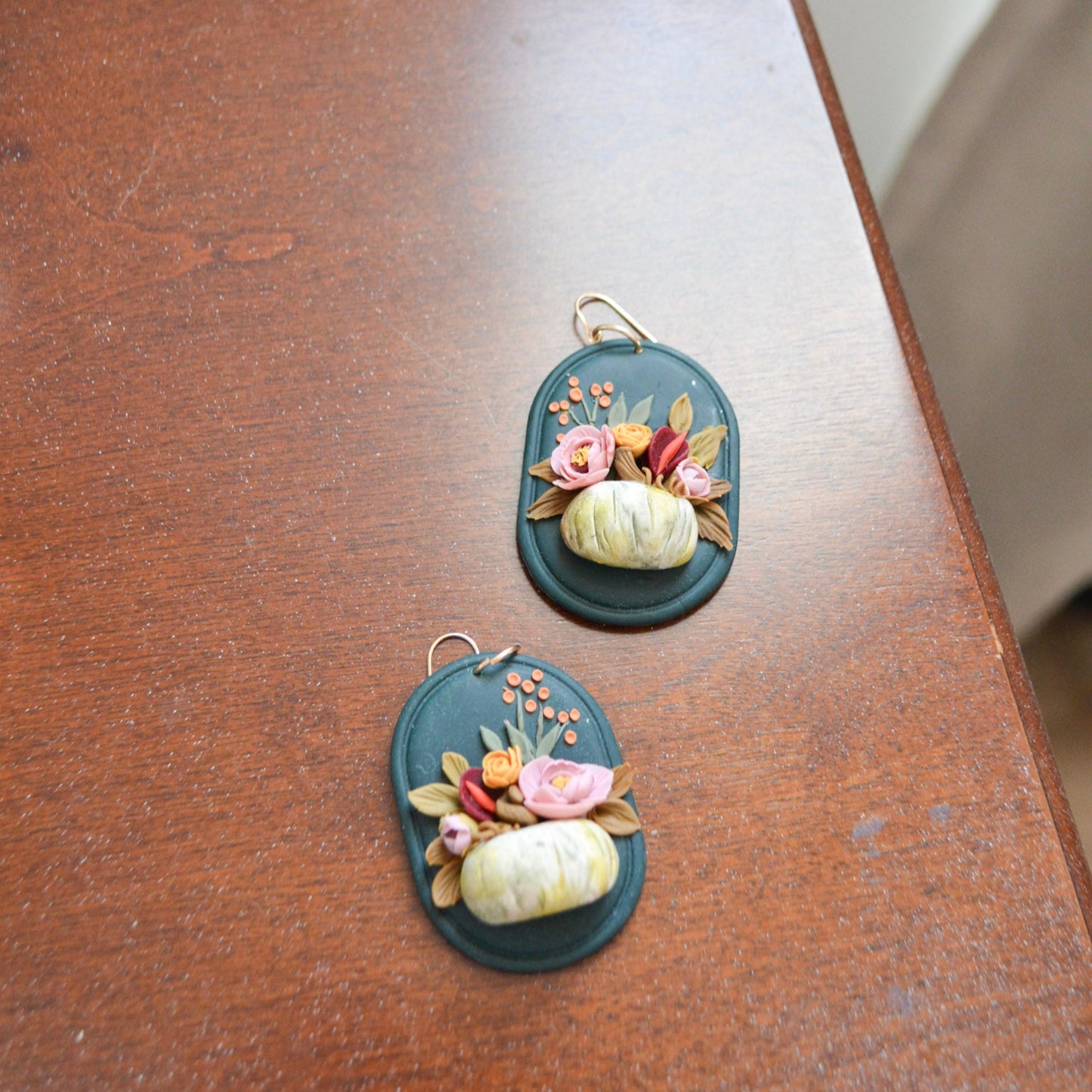Floral Pumpkin Earrings