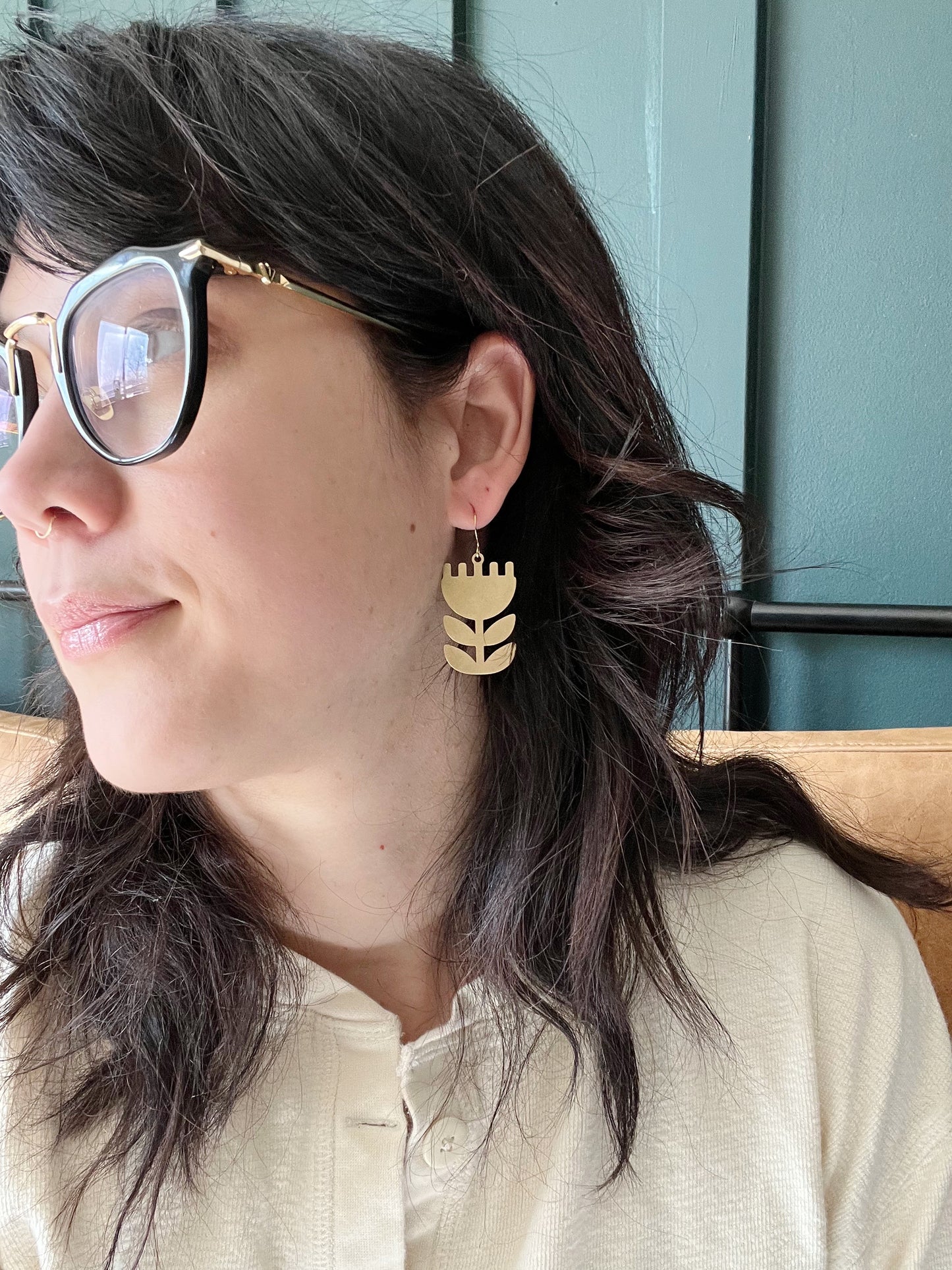 Iris Brass Earrings