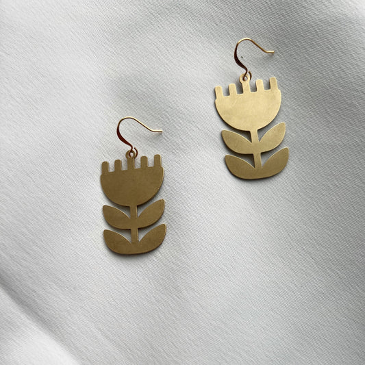 Iris Brass Earrings