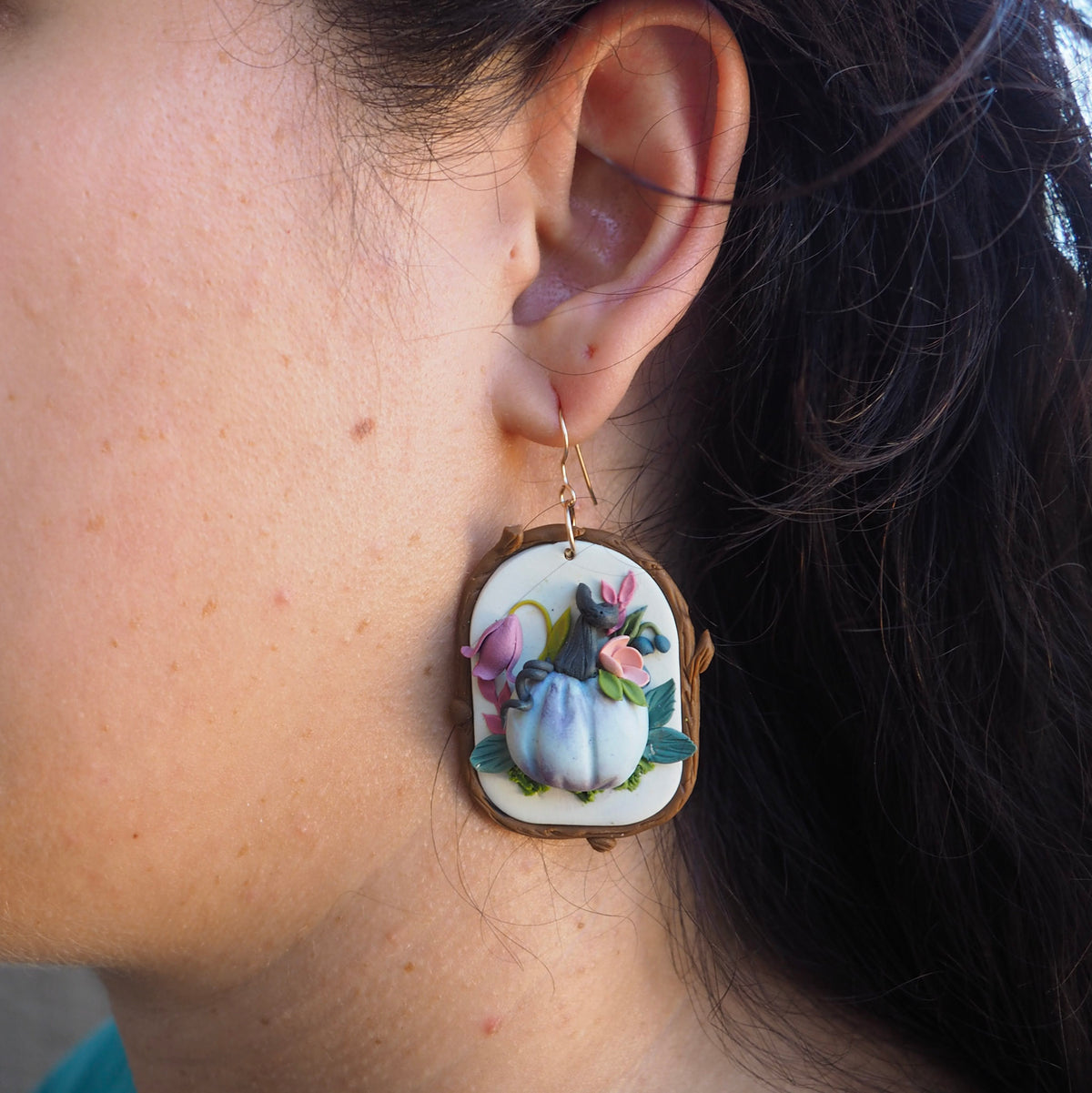 Fairytale Floral Pumpkin Earrings