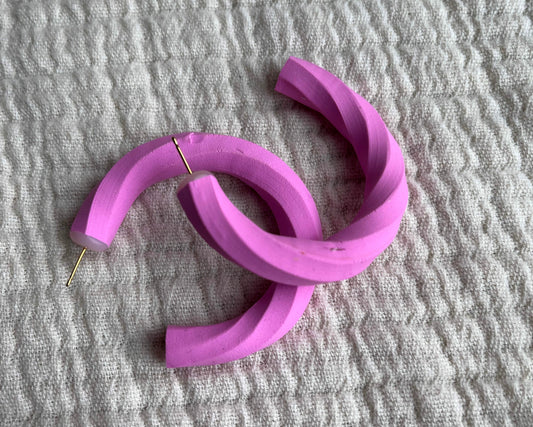 Hot Pink Hex Hoops