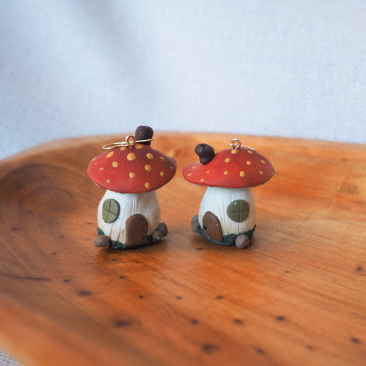 Mushroom House Earrings