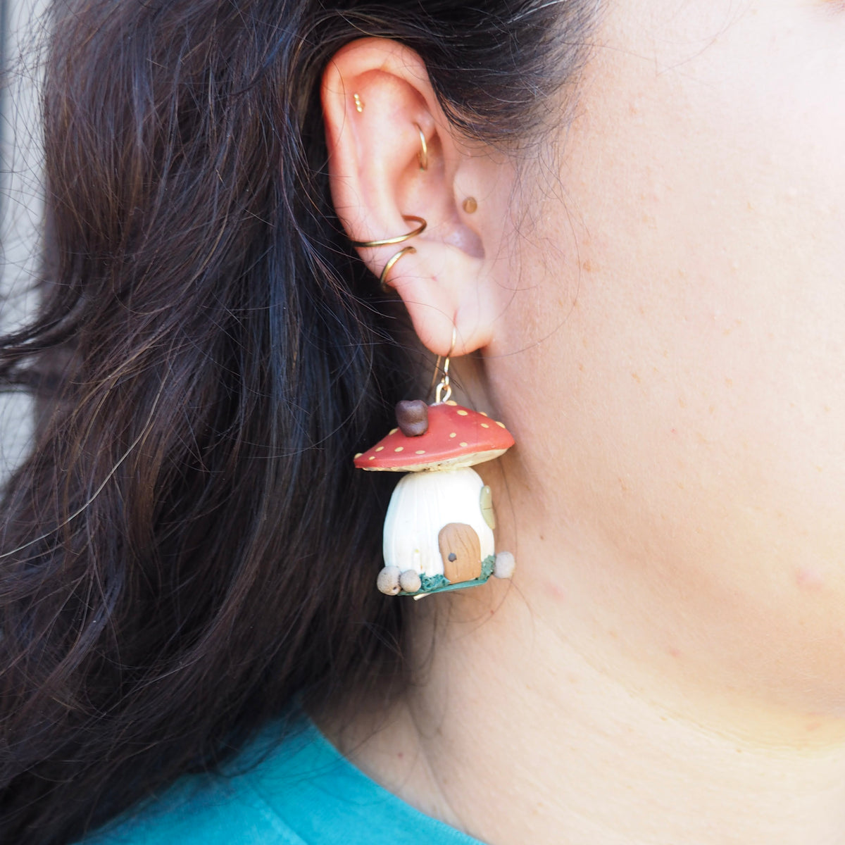 Mushroom House Earrings