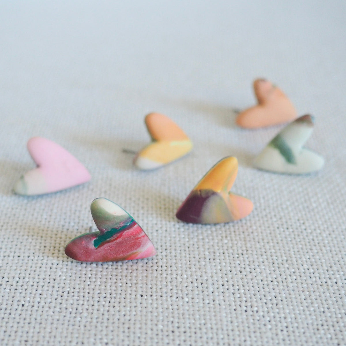 Marbled Heart Studs