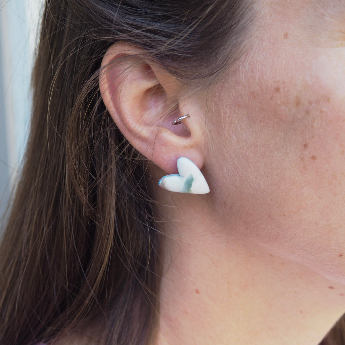 Marbled Heart Studs