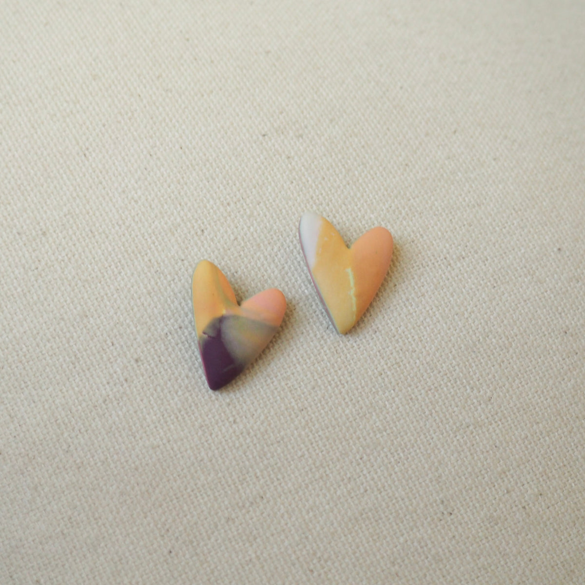 Marbled Heart Studs
