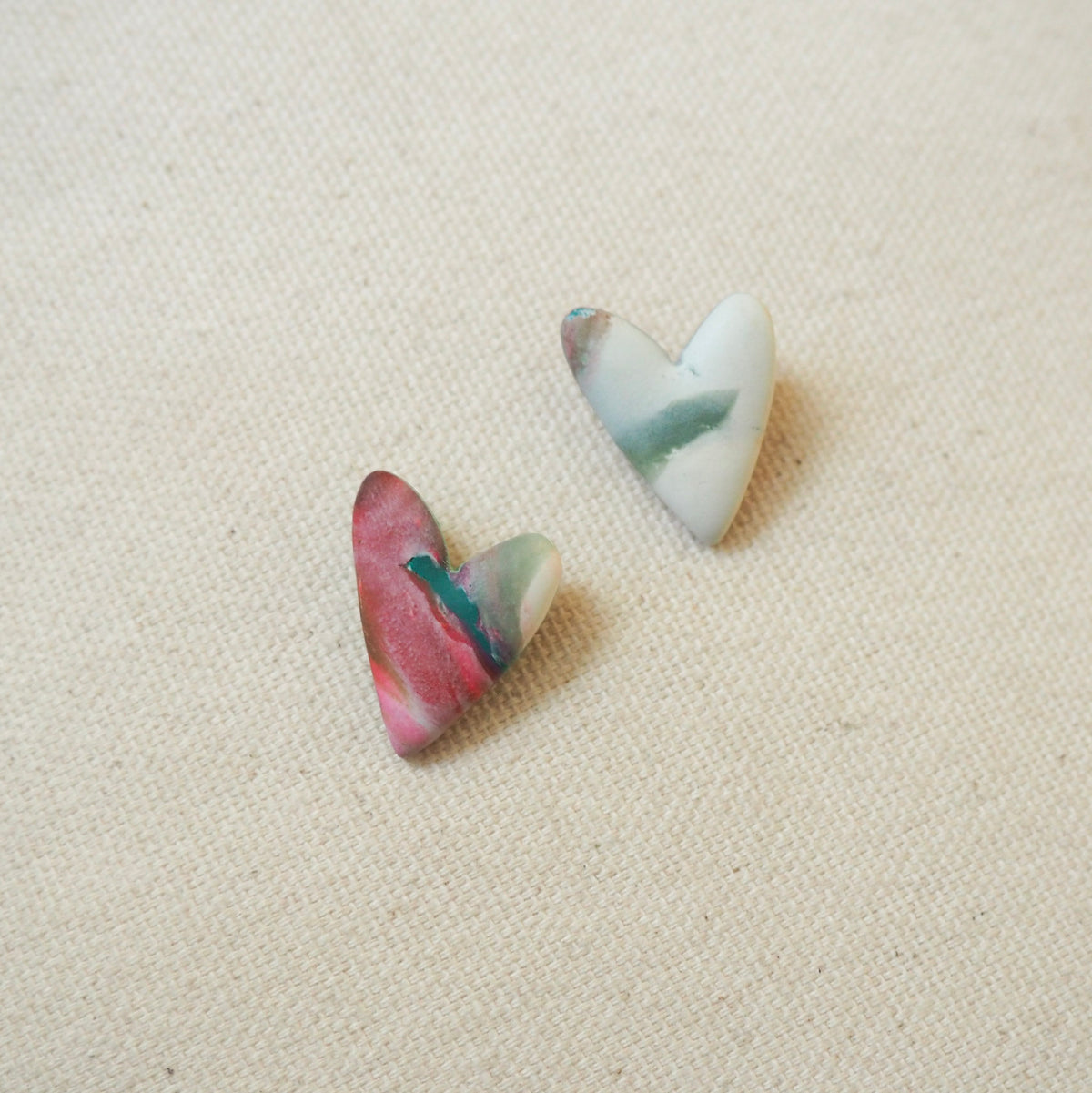 Marbled Heart Studs