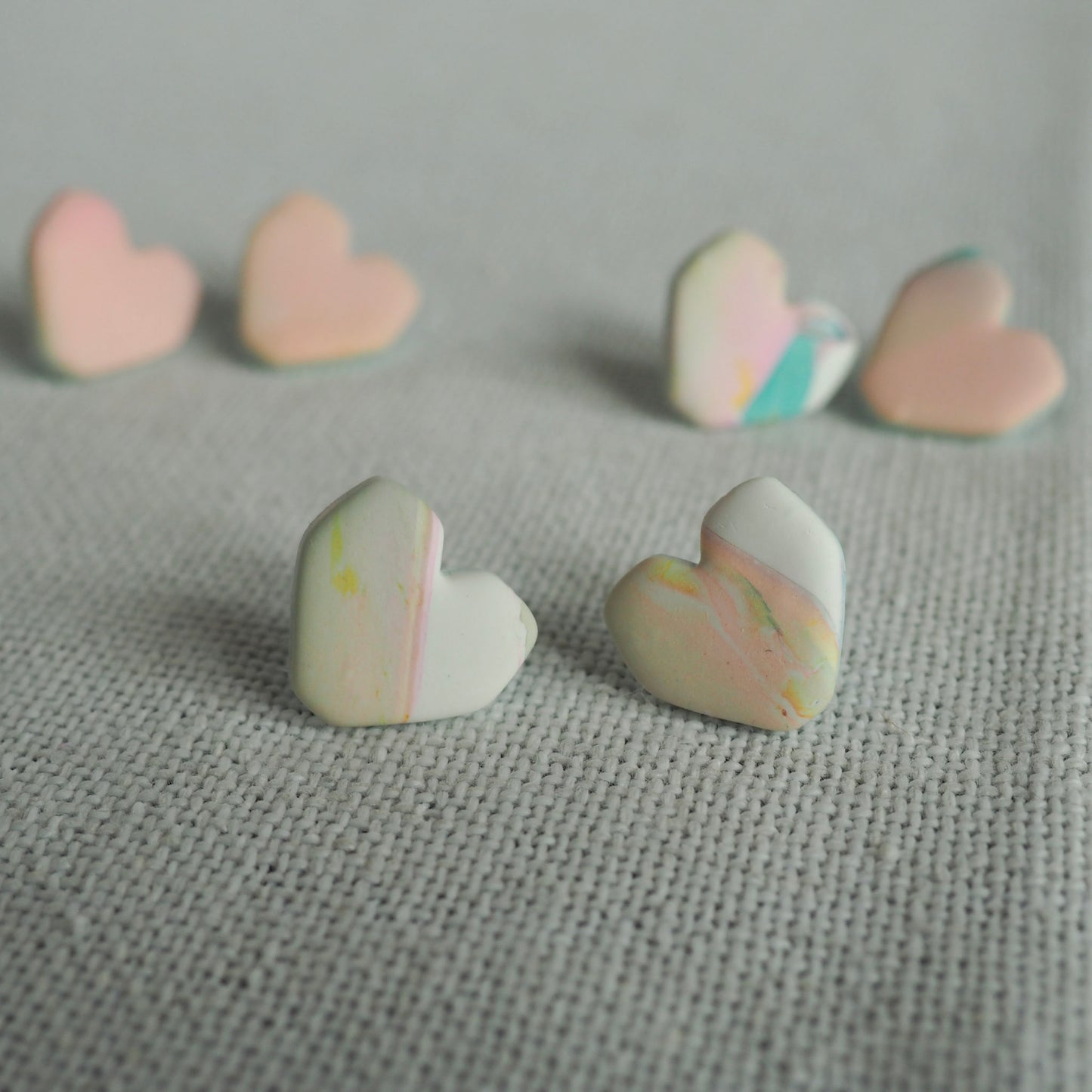 Watercolor Heart Studs