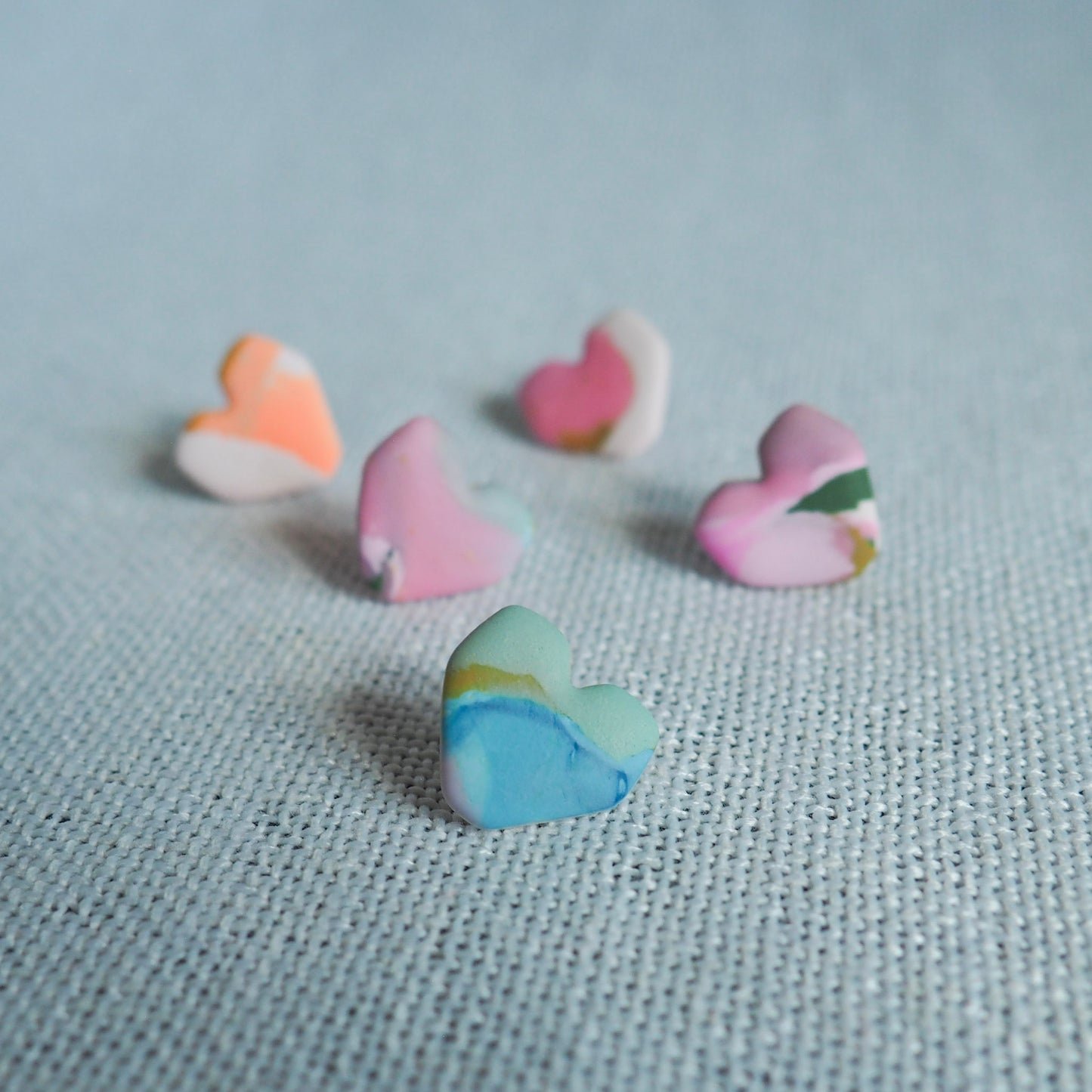 Watercolor Heart Studs