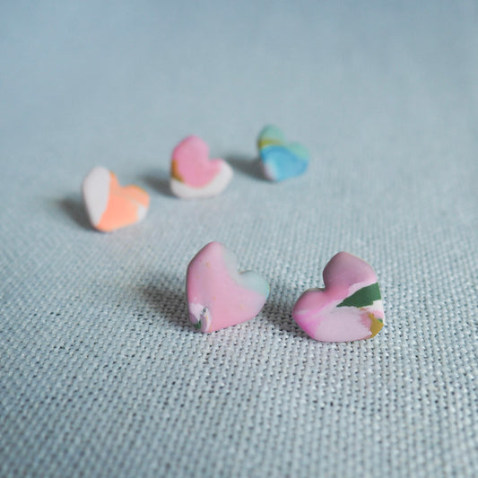 Watercolor Heart Studs